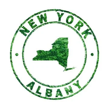 Map of New York, Postal Stamp, Sustainable development, CO2 emission conce... Stock Photos