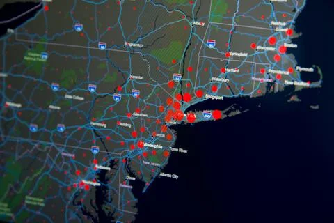 Map of New York state Coronavirus Covid-19 Stock Photos