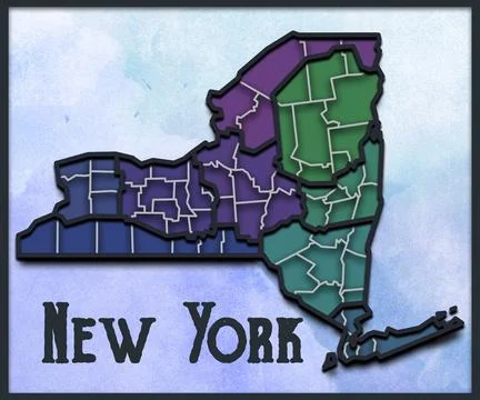 Map of New York State Counties Illustration Stock Illustration