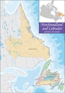 Map of Newfoundland and Labrador Stock Illustration