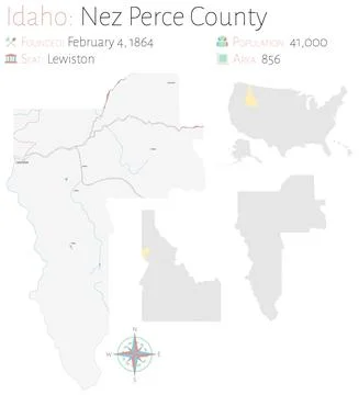 Map of Nez Perce County in Idaho Stock Illustration