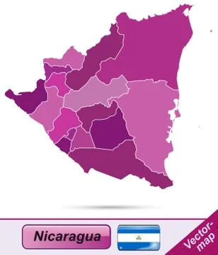 Map of nicaragua with borders in violet Stock Illustration