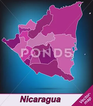 Map of nicaragua with borders in violet Stock Illustration