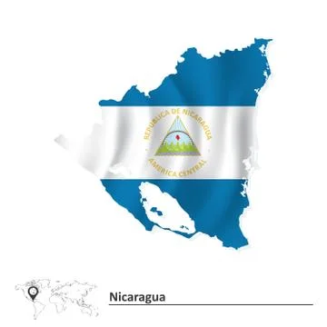 Map of Nicaragua with flag Stock Illustration