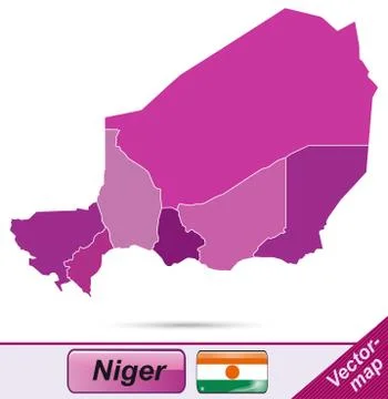 Map of niger with borders in violet Ilustración de archivo