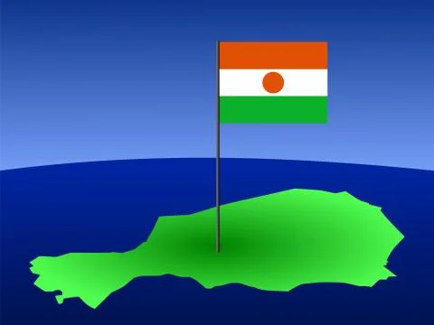 Map of niger with flag Stock Illustration