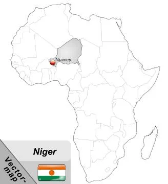 Map of niger with main cities in gray Stock Illustration