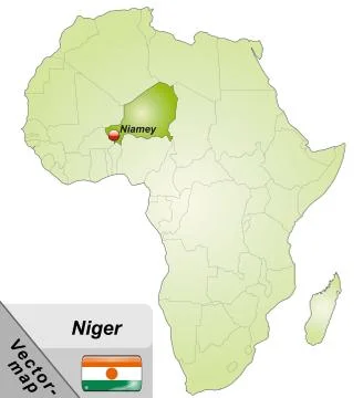 Map of niger with main cities in green Stock Illustration