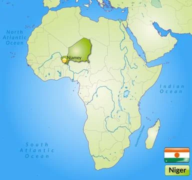 Map of niger with main cities in green Stock Illustration