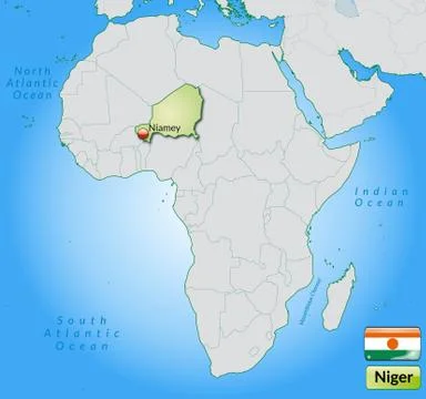 Map of niger with main cities in pastel green Stock Illustration