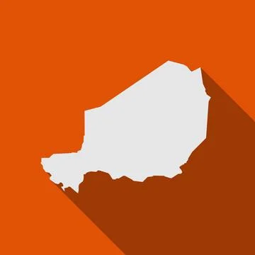 Map of Niger on orange Background with long shadow Stock Illustration