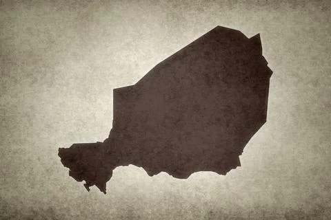 Map of Niger on a paper Stock Illustration