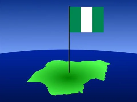 Map of nigeria with flag Stock Illustration