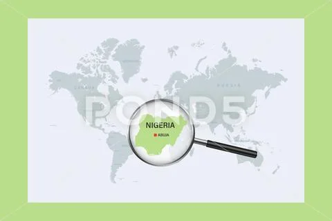 Map Of Nigeria On Political World Map With Magnifying Glass Royalty Map Nigeria Political World Map Illustration 232885598 Iconl 