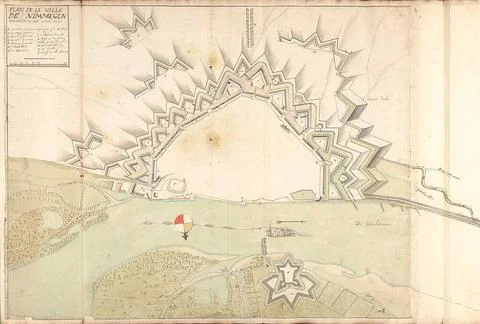 Map of Nijmegen, 1702; Plan De La Ville De Nimmen Comme Elle Est Cette Ann... Stock Photos