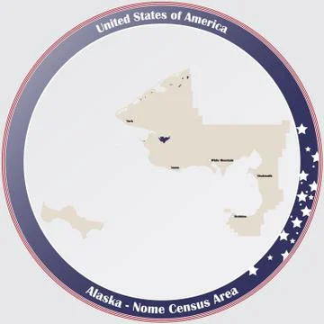 Map of Nome Census Area in Alaska Stock Illustration