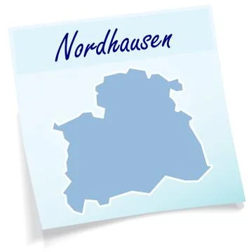Map of nordhausen as sticky note 스톡 일러스트