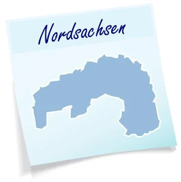 Map of nordsachsen as sticky note Stock Illustration