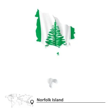 Map of Norfolk Island with flag Stock Illustration