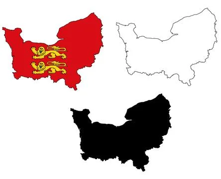 Map Normandy. Normandy Map Outline. Normandy vector map with the flag Stock Illustration