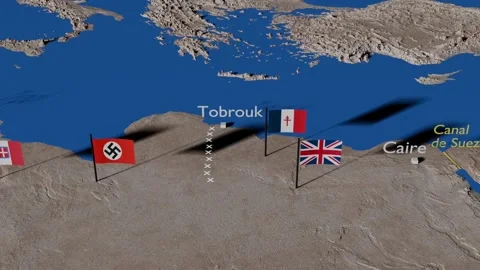 Map of north Afrca in WW2, 1943 Stock Footage 337969507