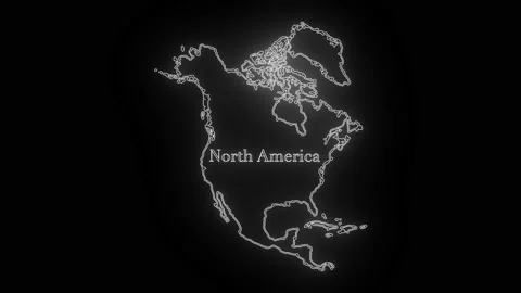 Map of north America , Animated close up at north America outline Stock Footage 148922830