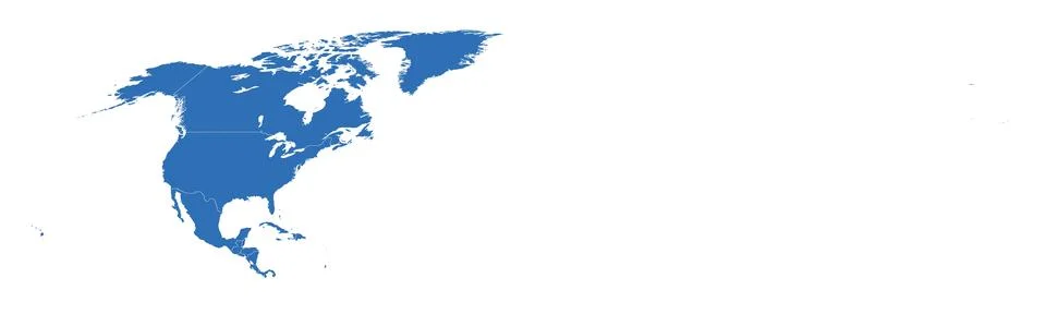 Map of North America, blue countries with white borders Stock Illustration