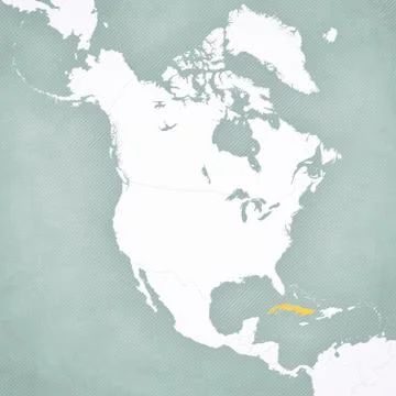 Map of North America - Cuba Stock Illustration