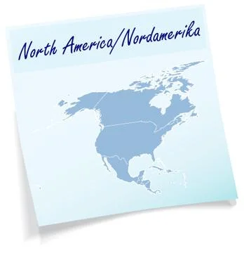 Map of north america as sticky note Stock Illustration