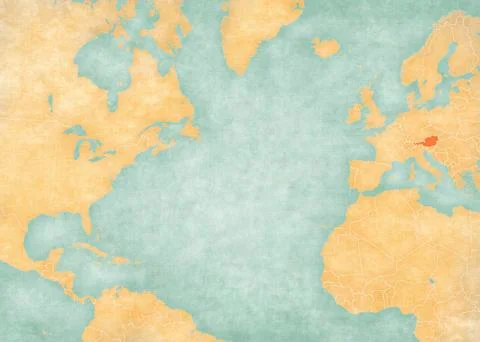 Map of North Atlantic Ocean - Austria Stock Illustration