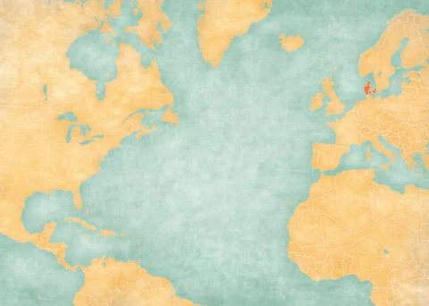 Map of North Atlantic Ocean - Denmark Stock Illustration
