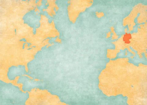 Map of North Atlantic Ocean - Germany Stock Illustration