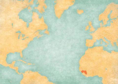Map of North Atlantic Ocean - Guinea Stock Illustration