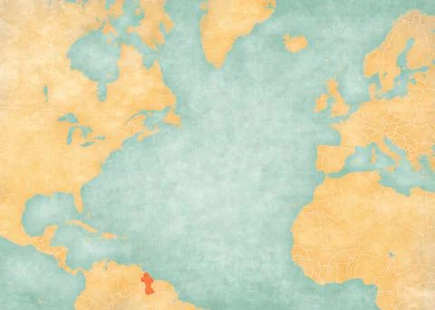 Map of North Atlantic Ocean - Guyana Illustrazione stock