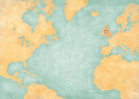 Map of North Atlantic Ocean - Isle of Man Stock Illustration
