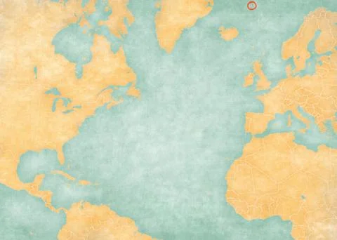Map of North Atlantic Ocean - Jan Mayen Stock Illustration
