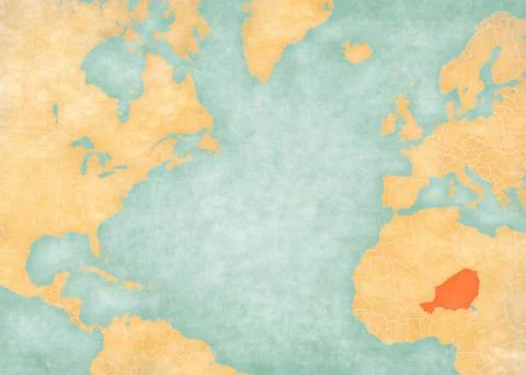 Map of North Atlantic Ocean - Niger Stock Illustration