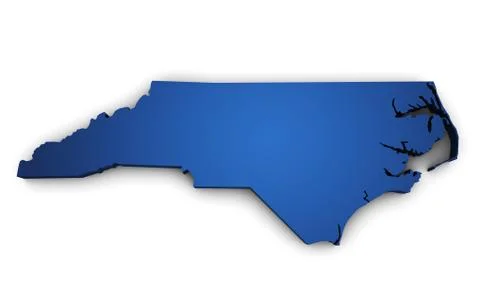Map of north carolina state 3d shape Stock Illustration