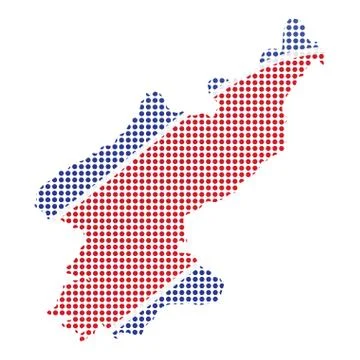 Map of North Korea with flag Stock Illustration
