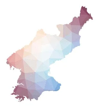 Map of North Korea. Low poly illustration of the country. Geometric design .. イラスト素材