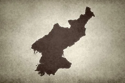 Map of North Korea on a paper Stock Illustration