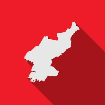 Map of North Korea on red Background with long shadow Stock Illustration
