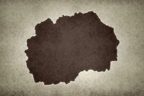 Map of North Macedonia on a paper Stock Illustration