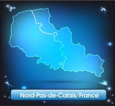 Map of north-pas-de-calais with borders with bright colors Illustrazione stock