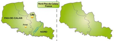 Map of north-pas-de-calais with borders in green Stock Illustration