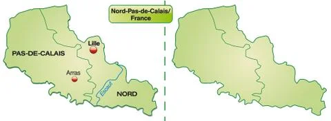 Map of north-pas-de-calais with borders in pastel green Stock Illustration