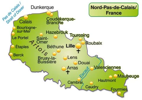 Map of north-pas-de-calais as an overview map in green Illustrazione stock