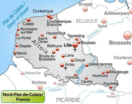 Map of north-pas-de-calais as an overview Stock Illustration