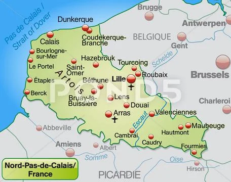 Map of north-pas-de-calais Stock Illustration