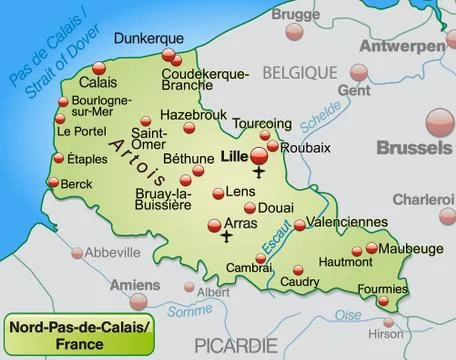 Map of north-pas-de-calais Stock Illustration